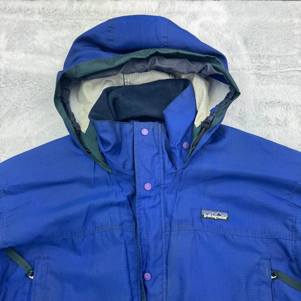 Vintage Patagonia Glacier Runner Jacket Mens Small Blue Long Sleeve Snap Zip-Up